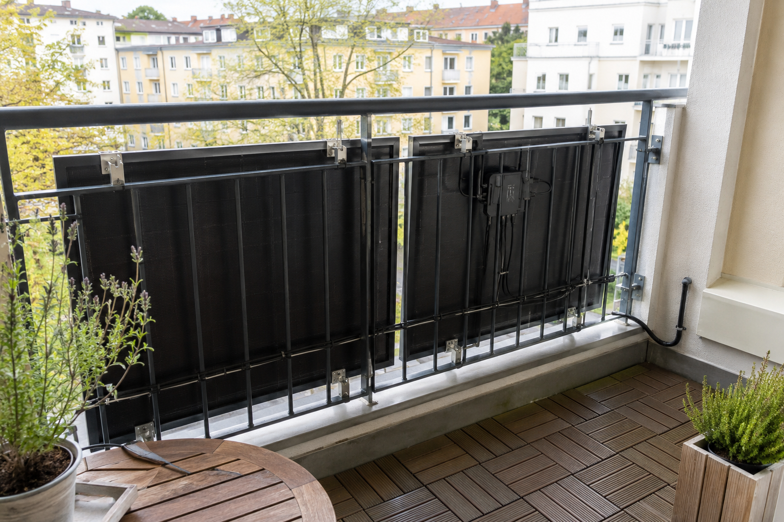 Prinderi, cablare și microinvertor – Balcony 800 – sistem fotovoltaic de balcon